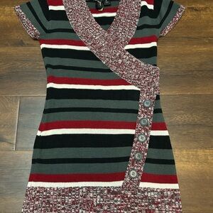 Red Paint Striped Knit Dress